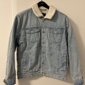Frank & Oak Light Blue Denim Jacket with Cream Collar